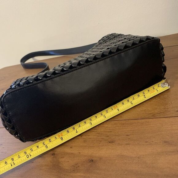 VTG Nine West Y2K 90's Shoulder Basket Weave Woven Black Handbag Bag Purse - Picture 7 of 14